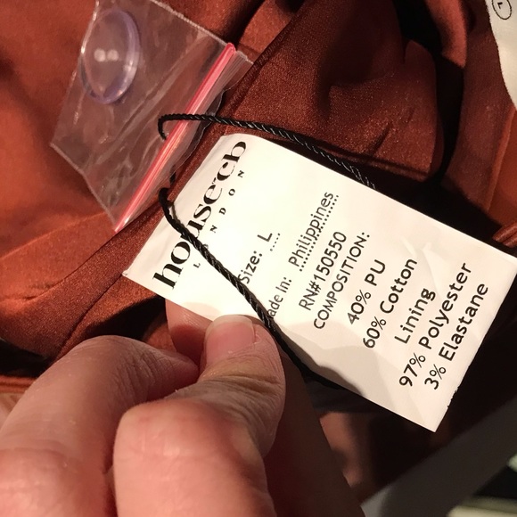 NWT House of CB Inaya Stretch Vegan Leather Trousers in Brown Size Large - Picture 10 of 16